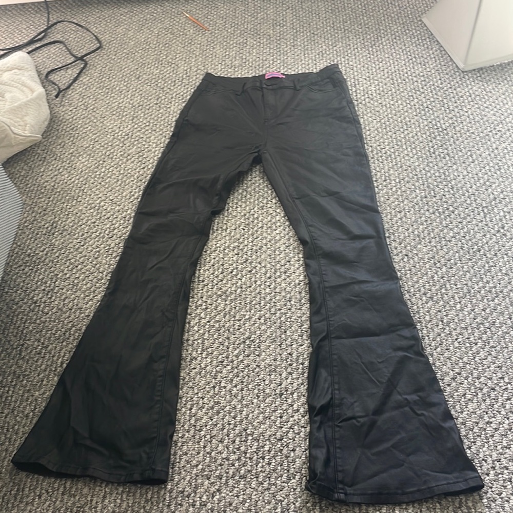 leather flare pants